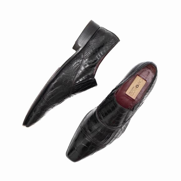 Caporicci 202 Luxury Italian Shoes Black Alligator Cap-Toe Loafers US 10.5 - Picture 4 of 16